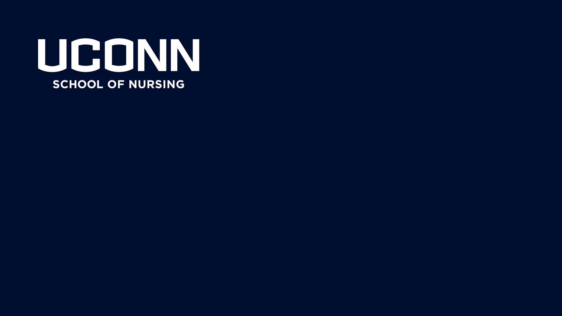 A navy blue background with the School of Nursing wordmark in the top left corner